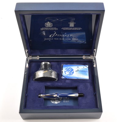 Lot 425 - Parker - A Duofold True Blue Limited Edition Fountain Pen.