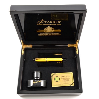 Lot 426 - Parker - A Duofold Cloisonné Mandarin Yellow Limited Edition Fountain Pen.