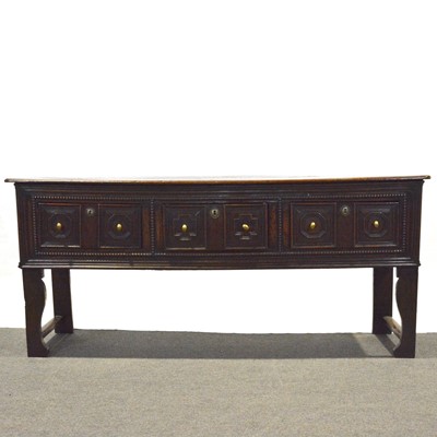 Lot 545 - Joined oak dresser base, 18th Century