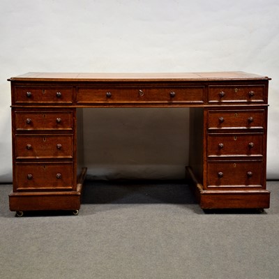 Lot 547 - Victorian oak kneehole desk