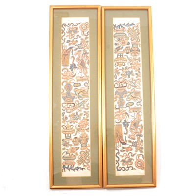 Lot 284 - Pair of Chinese embroidered sleeve panels