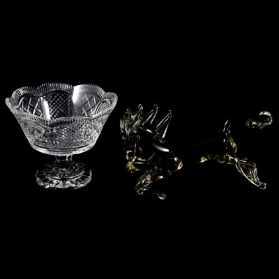 Lot 36 - Murano style rearing horse sculpture, and a crystal glass rose bowl