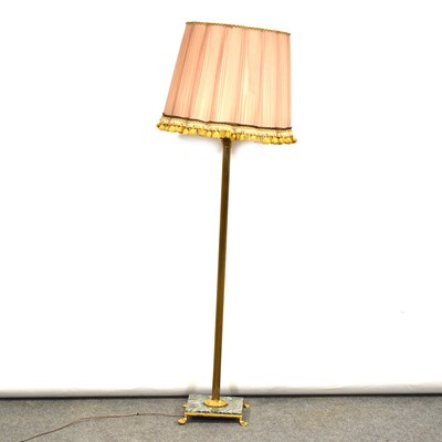 Lot 447 - Brass Corinthian column standard lamp, faux marble base