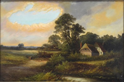 Lot 315 - R Percy, Landscape with cottage