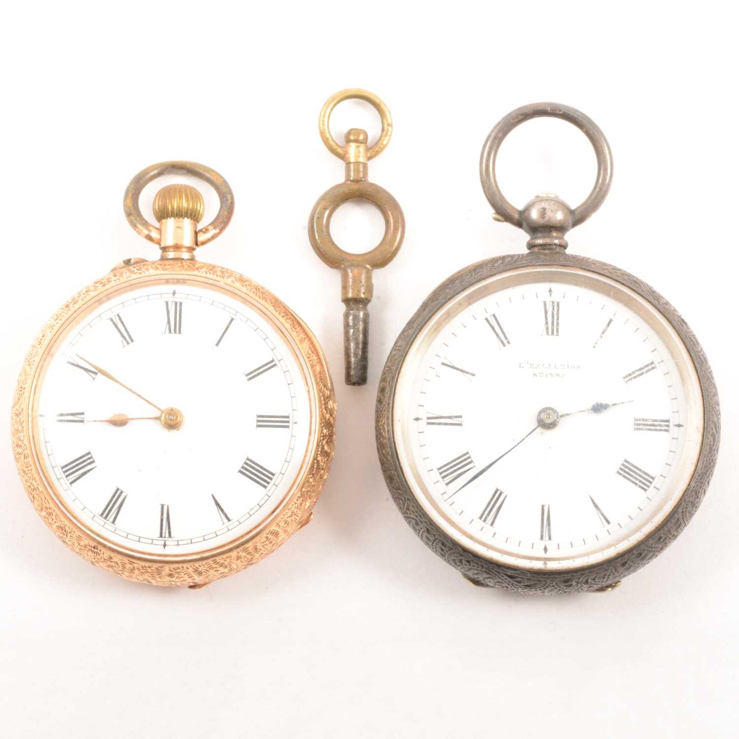 Lot 315 - Two fob watches, 14k and .935