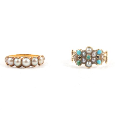 Lot 83 - Two pearl set rings.