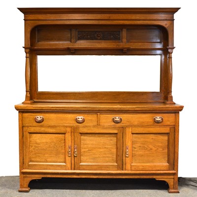 Lot 502 - Edwardian oak mirror-back sideboard, Arts & Crafts influence