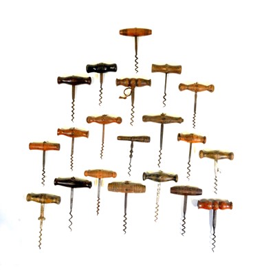 Lot 44 - Twenty simple direct pull corkscrews