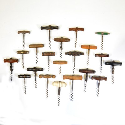 Lot 45 - Twenty one simple direct pull corkscrews