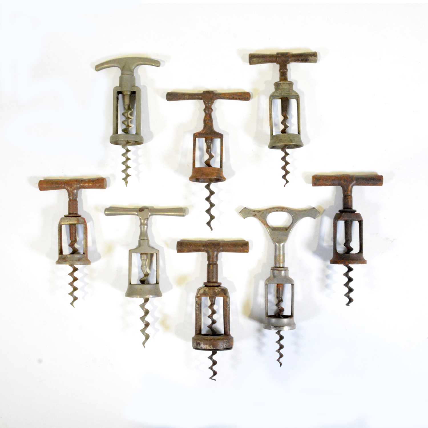 Lot 354 Eight French corkscrews,