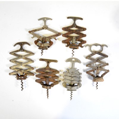 Lot 57 - Six French concertina corkscrews