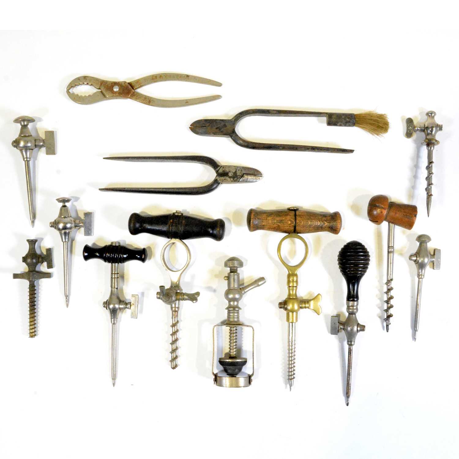 Lot 63 - Champagne taps, pliers, etc