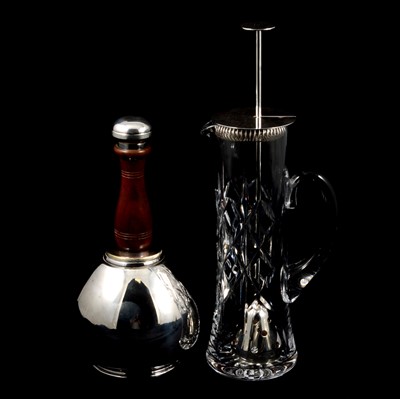 Lot 126 - Silver plated novelty cocktail shaker and a cocktail jug