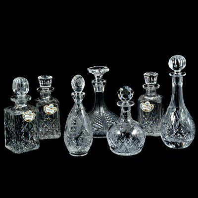 Lot 38 - Seven cut glass decanters