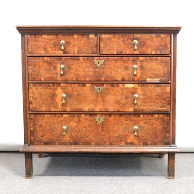 Lot 542 - 18th Century oak, walnut and crossbanded chest of drawers