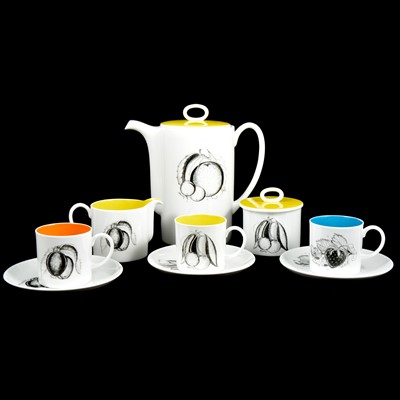 Lot 12 - Susie Cooper coffee set Black Fruit pattern and a Wedgwood coffee set