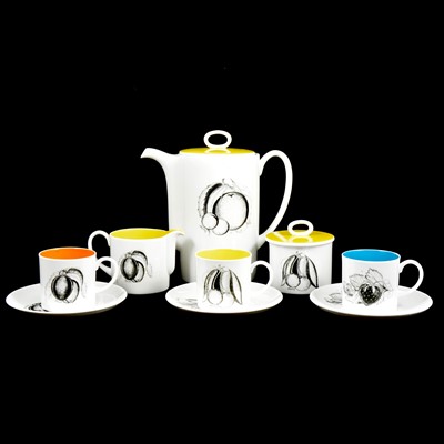 Lot 12 - Susie Cooper coffee set Black Fruit pattern and a Wedgwood coffee set