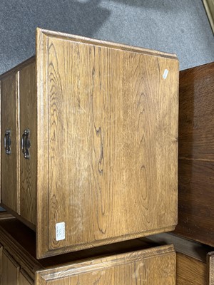 Lot 700 - Oak chest of drawers and two matching bedside sets of drawers