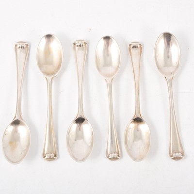 Lot 376 - Set of six Continental white metal coffee spoons