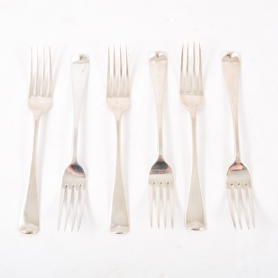 Lot 453 - Set of six silver table forks