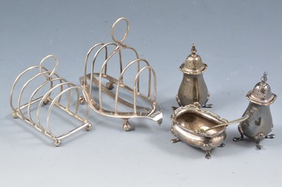 Lot 261 - Small silver toast rack, etc.