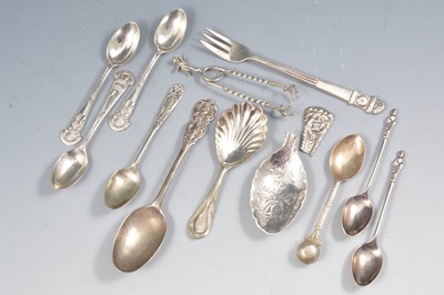 Lot 263 - White metal caddy spoon, other cutlery