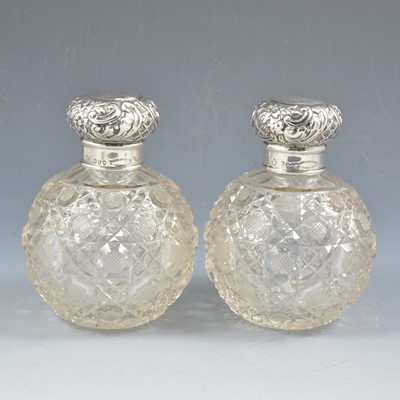 Lot 265 - Pair of Victorian cut-glass scent bottles