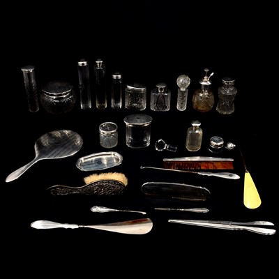 Lot 408 - Collection of silver dressing table requisites