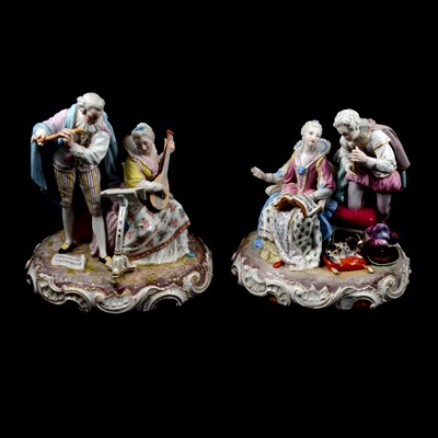 Lot 44A - Near pair of Meissen style porcelain groups of musicians