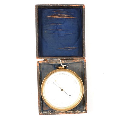 Lot 250 - French brass drum cased aneroid barometer