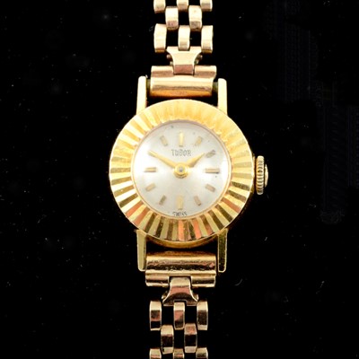 Lot 380 - Tudor - a lady's yellow metal wristwatch.