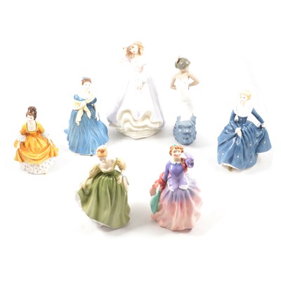 Lot 25 - Six Royal Doulton lady figurines and one Nao porcleain figure