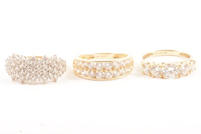 Lot 120 - Three cubic zirconia 14 carat gold rings.