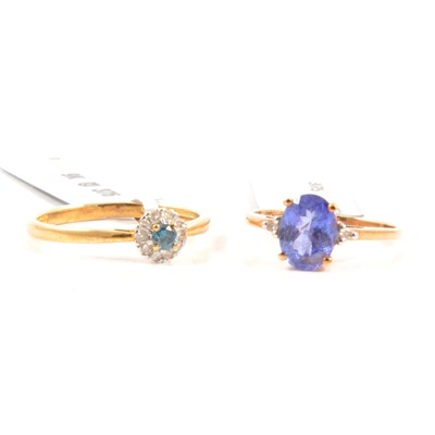 Lot 64 - Two rings, tanzanite and coloured diamond.