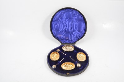 Lot 386 - A Victorian cased set of four salts and pair of condiments.