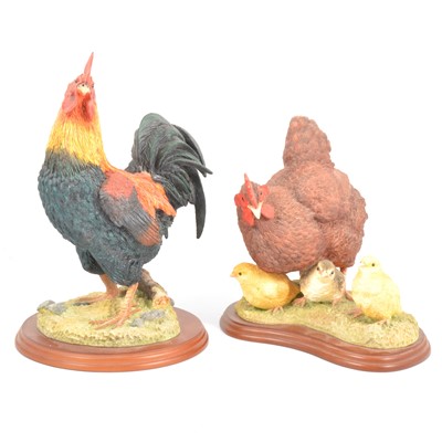 Lot 23 - Russell Willis for Border Fine Arts - Cockerel and Hen models.