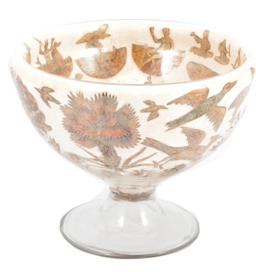 Lot 6 - 19th century Decalcomania glass pedestal bowl