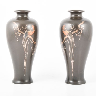 Lot 162 - Pair of Japanese bronze vases