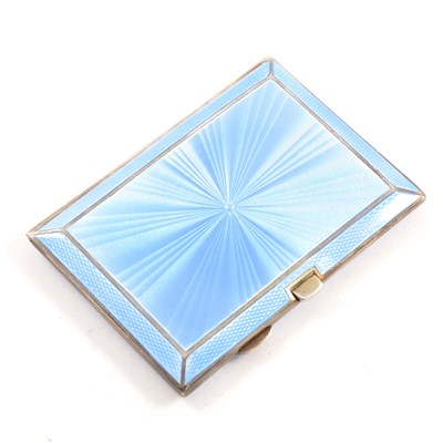 Lot 476 - A silver and blue enamel card case, Henry Clifford Davis, Birmingham 1928.