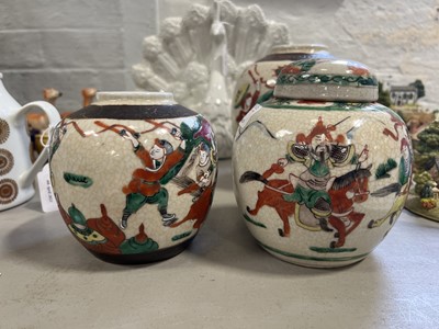 Lot 55 - Three Chinese ginger jars, one with cover