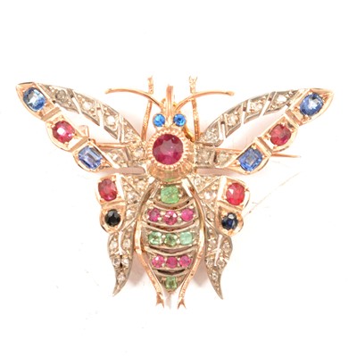 Lot 123 - A gemset butterfly brooch.