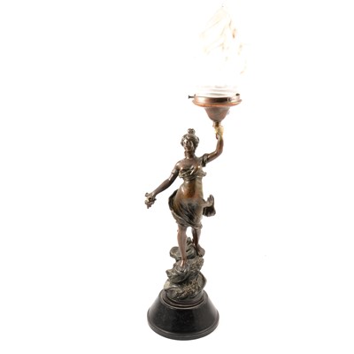 Lot 201 - Continental spelter table lamp