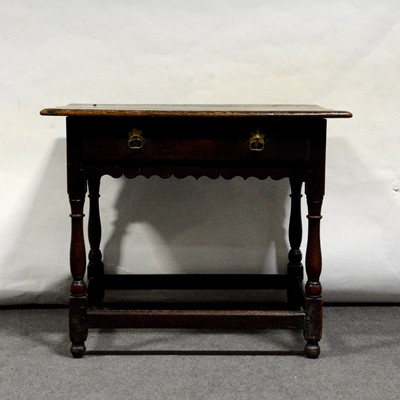 Lot 527 - Joined oak side table, 18th century