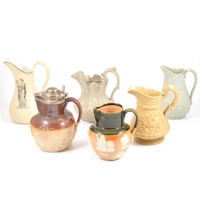 Lot 75 - Six Victorian pottery jugs