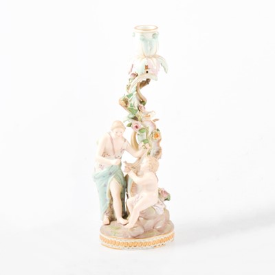 Lot 134 - Dresden porcelain candlestick