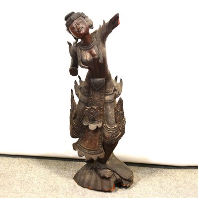 Lot 171 - Carved wooden Siam figure of a dancer