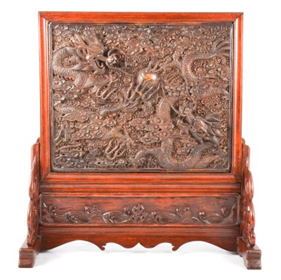 Lot 181 - Chinese stained wood tablescreen