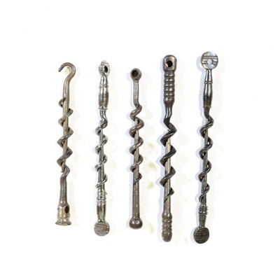 Lot 67 - Five peg and worm corkscrews