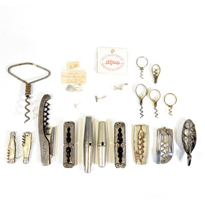 Lot 69 - Two German folding corkscrews, Nellmann corkscrew, miniatures, etc