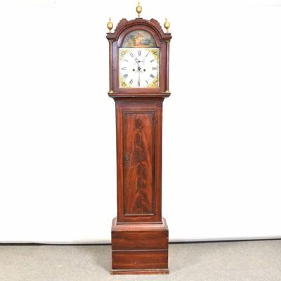 Lot 495 - Grained pine longcase clock